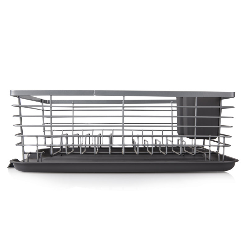 Tower T847001 Compact Dish Rack with Removable Cutlery Drainer, Colour Coated Stainless Steel